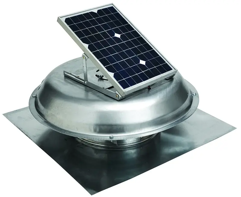 Master Flow Green Machine ERVSOLAR EcoSmart Roof Vent, 500 cfm Air, Metal, 2:12 to 12:12 Roof Pitch