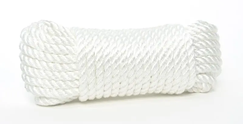 MIBRO 50 ft (15.2 m) x 3/8 (10 mm) Twisted Nylon Rope, 280 lb Load Socket Capacity, Bright White, 300131BGV1