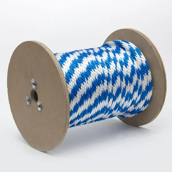 MIBRO 200 ft (60.9 m) x 5/8 (16 mm) Smooth Braid Polypropylene Rope, 290 lb Load Threaded Capacity, Blue and White, 300511TV
