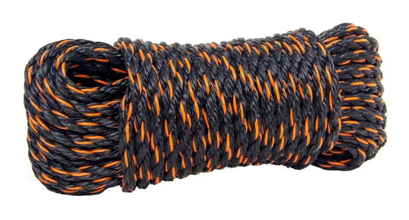 MIBRO 400 ft (121 m) x 3/8 (10 mm) Twisted Polypropylene Rope, 245 lb Load Socket Capacity, Black and Orange, 644761TV