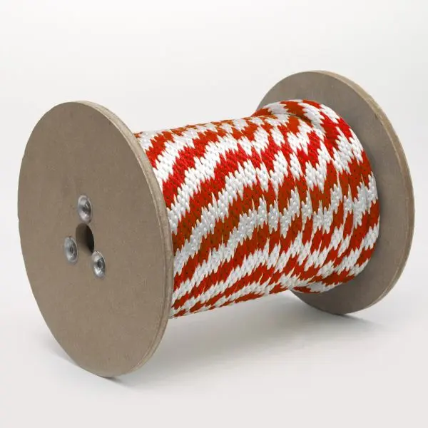MIBRO CSA-Approved 600 ft (182 m) x 3/8 (10 mm) Smooth Braid Polypropylene Rope, 140 lb Load Flat Capacity, Red and White,...