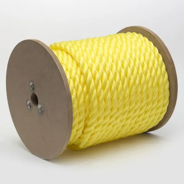 MIBRO Heavy-Duty 100 ft (30.4 m) x 3/4 (19 mm) Twisted Polypropylene Rope, 1000 lb Load Capacity, Yellow, 644981TV