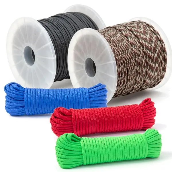 MIBRO Versatile 400 ft (121 m) Paracord 550 Diamond Braid Nylon Rope, 110 lb Load Capacity, Red, White, and Blue, 644781TV
