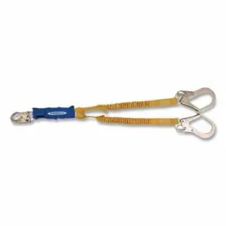 Werner Large 6 Ft Decoil Stretch Twinleg Lanyard, 310 Lb, Double Locking Snap Hooks, Quantity: 1 piece, C441200
