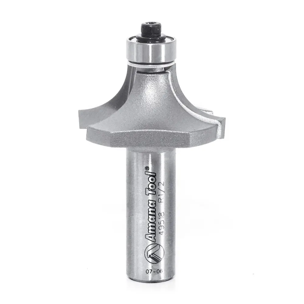 Amana Tool 49518 Carbide Tipped Corner Rounding 1/2 R x 1-1/2 D x 3/4 CH x 1/2 Inch SHK w/ Lower Ball Bearing Router Bit