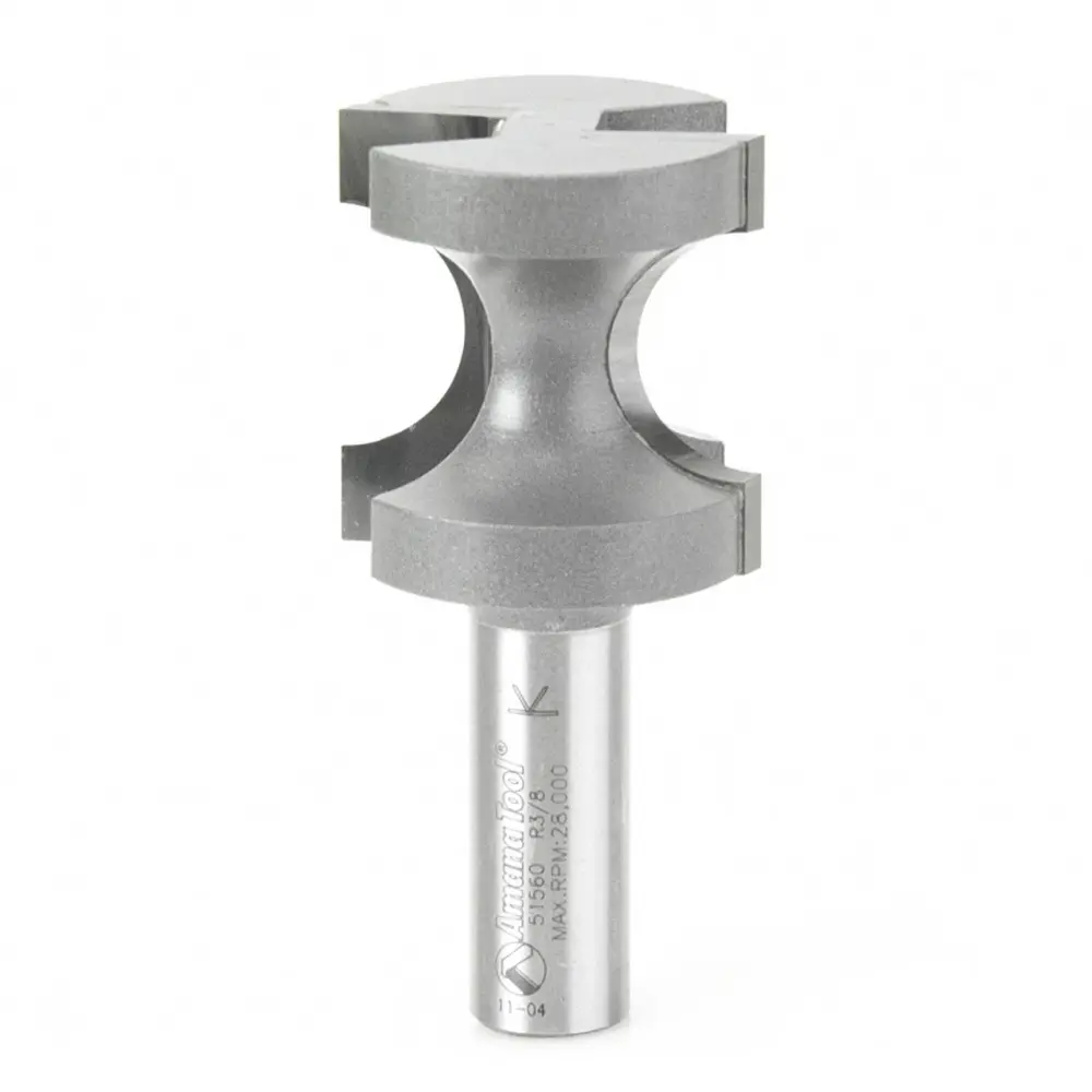 Amana Tool 51560 Carbide Tipped Bullnose 3/8 R x 1-3/8 D x 1-27/64 CH x 1/2 Inch SHK Router Bit
