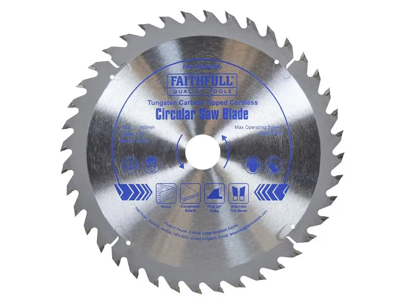 Faithfull TCT Wireless Trimsaw Blade 165 x 20mm x 40T POS