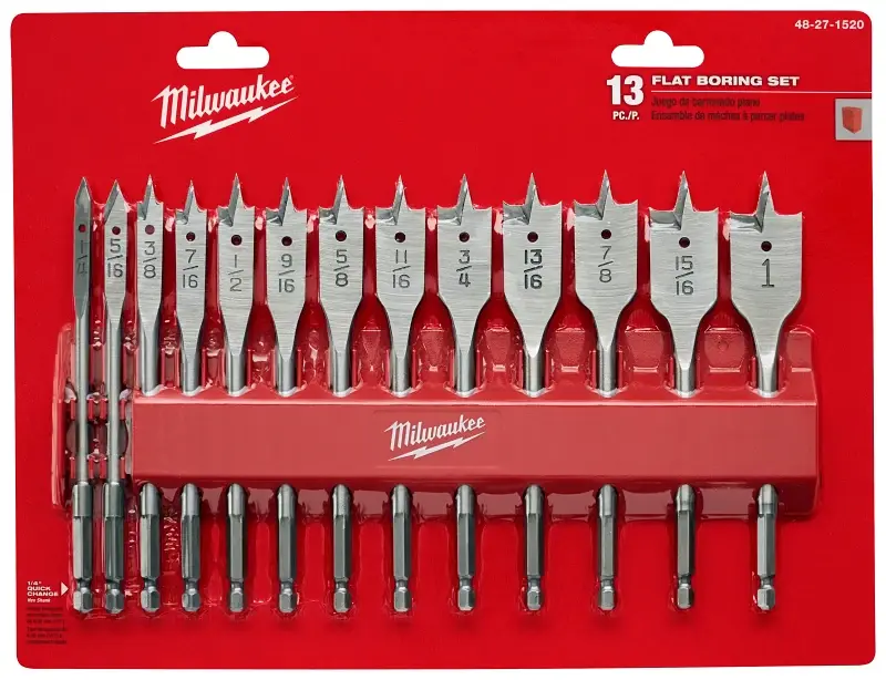 Milwaukee 48-27-1520 Boring Bit Adjust, Flat, 13-Piece, HCS