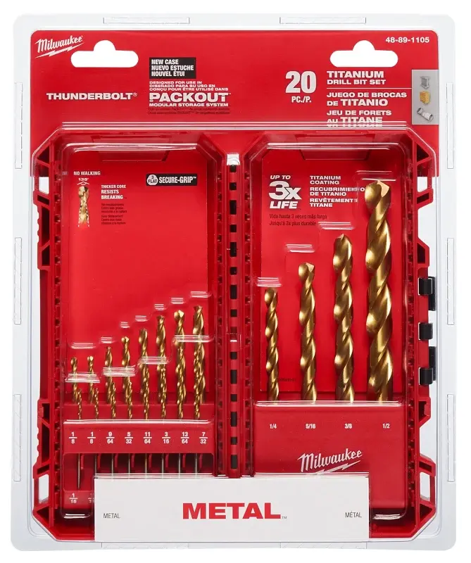 Milwaukee Thunderbolt 48-89-1105 Drill Bit Set, 20-Piece, Chromed, Titanium