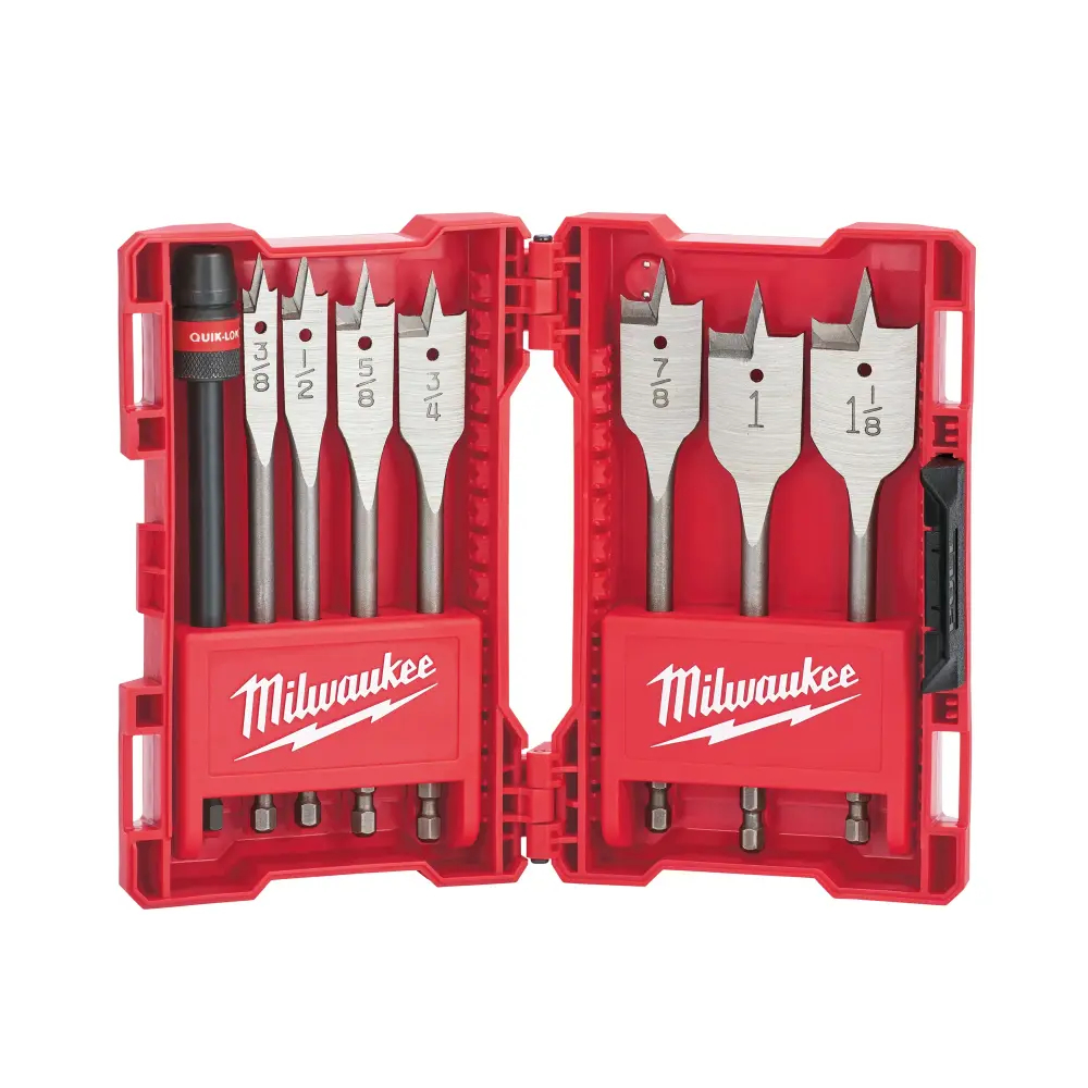 Universal Quik-Lok Flat Boring Bit Set - 8 Pieces