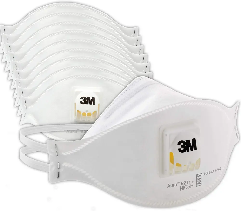 3M 58887719997169 Aura 9211PLUS Disposable N95 Respirators w/Cool Flow Valve (Pack 10)