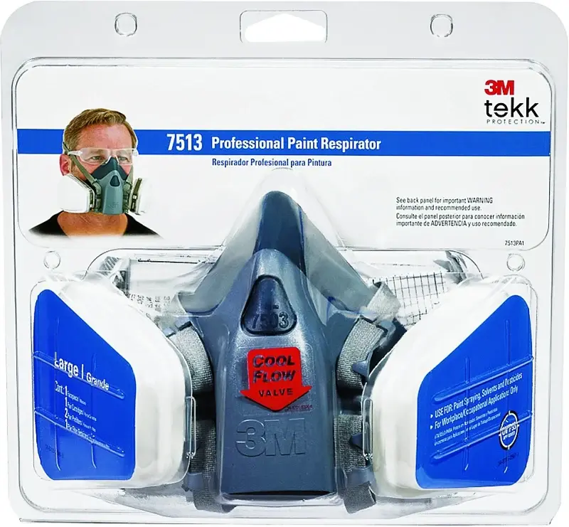 3M TEKK Protection 7513PA1-/R7513ES Valved Paint Spray Respirator, L Mask, P95 Filter Class, Double Cartridge