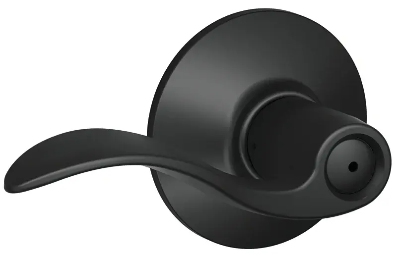 Schlage F Series F40ACC622 Privacy Lever, Mechanical Lock, Soft-touch Black, Metal, 2 Grade, Residential, 7/8 Housing Dia