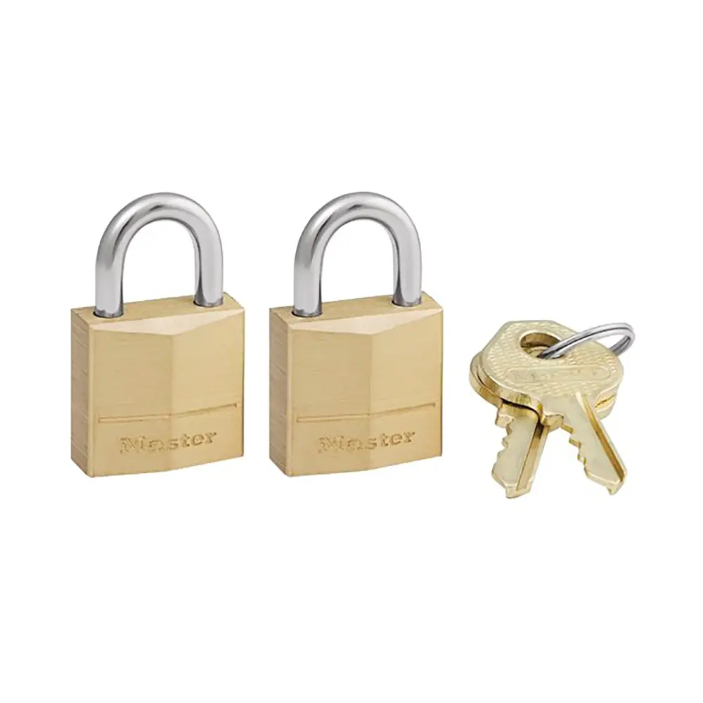 set 2 Solid Brass Body Padlock, 3/4'' Wide