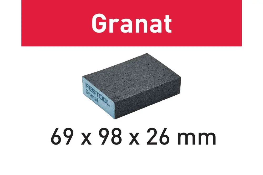 Ergonomic Grip Festool Granat Hand Abrasive Block 1" thickness, set six