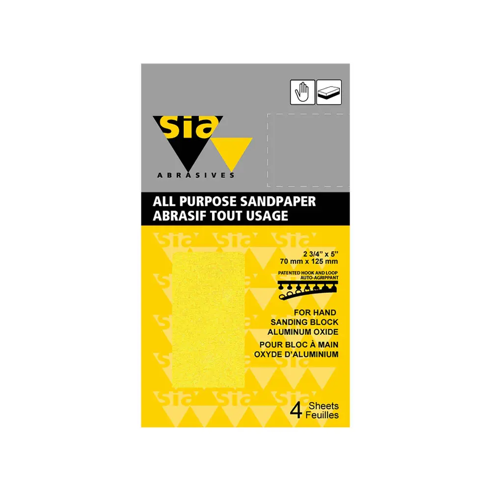 Hook and Loop Strips and Hand Sanding Block Aluminium Oxide 2-3/4" x 5", 220 Grit