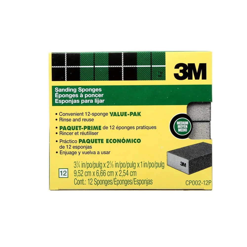 3M Sanding Sponge Block, 12-Pack, Medium Grits, 3-3/4 x 2-5/8 , Designed Sanding Wood, Paint, Metal, Plastic or Drywall, F...