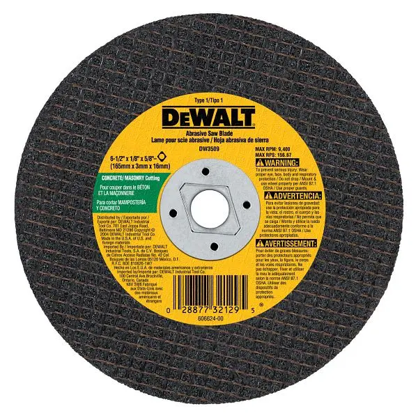 DeWalt 6-1/2" x 1/8" Concrete/Masonry Abrasive, DW3509