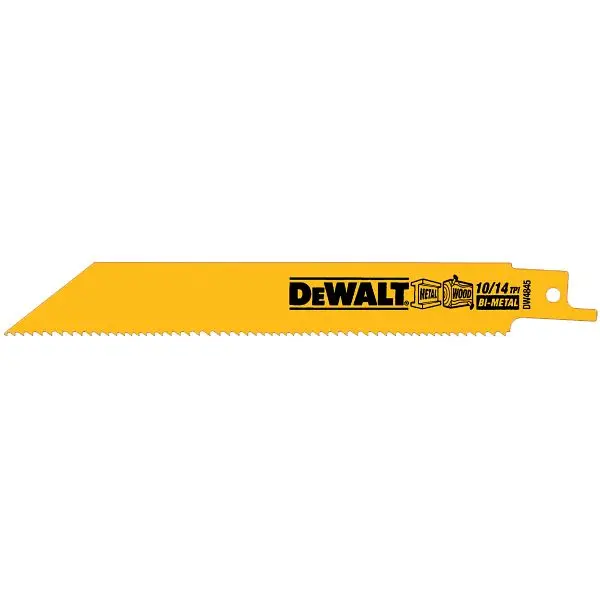 DeWalt 6" 10/14 TPI Straight Back Bi-Metal Reciprocating Blade, 5 Bundle, DW4845