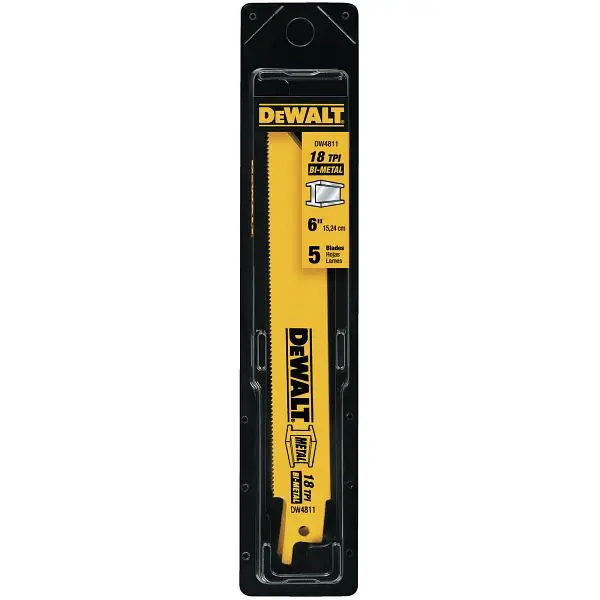 DeWalt 6" 18 TPI Straight Back Blade, 5 Collection, DW4811
