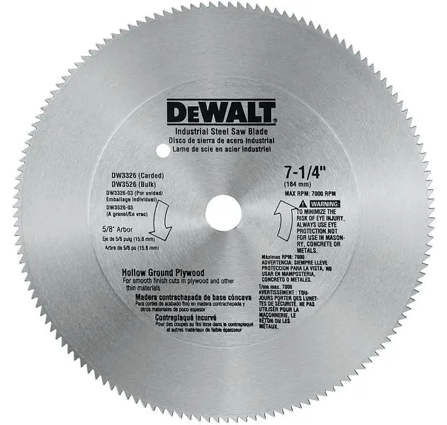 DeWalt 7-1/4" 140T Steel Plywood Blade, DW3326