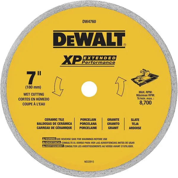 DeWalt 7" x 0.06" Ceramic Tile Blade Wet, DW4760