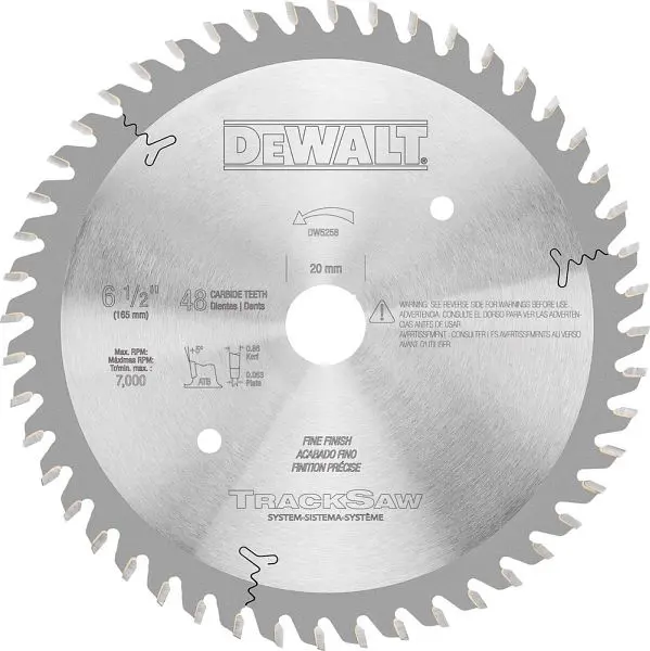 DeWalt Bright 6-1/2" x 48T Fine Cutting Plunge Blade, DW5258