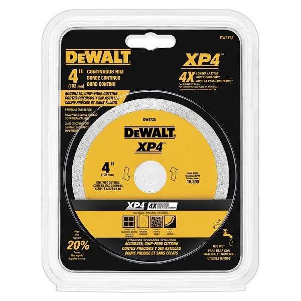 DeWalt Chemical-Resistant 4" x 0.060" Porcelain Tile Blade Wet/Dry, DW4735