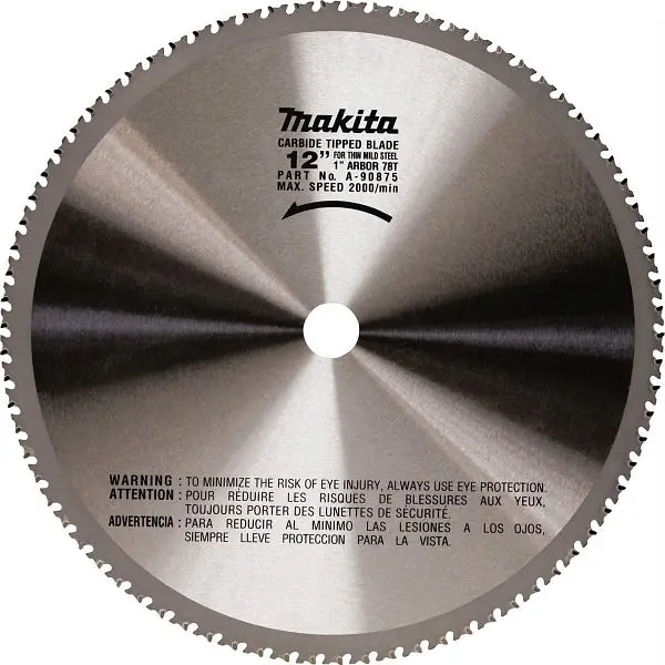 Makita 12" 78T Carbide Tipped Saw Blade, Ferrous Metal, Thin Gauge, -90875