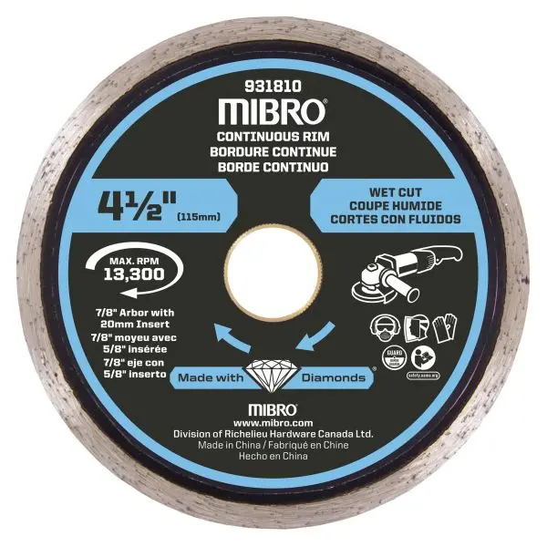 MIBRO 4 1/2-inch Continuous Rim Diamond Blade Metal, 932031