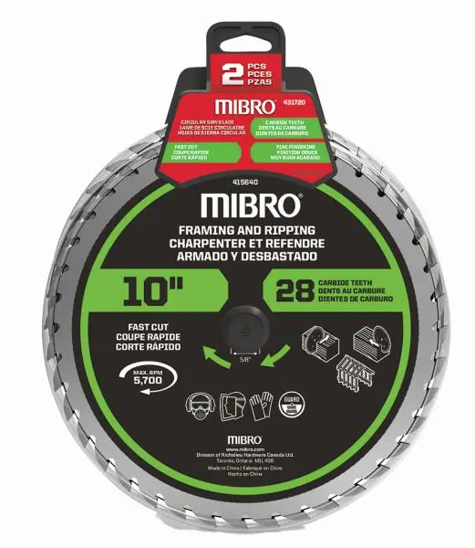 MIBRO (2-Pack) 10-inch Carbide Tipped Circular Saw Blade Set Framing and Ripping, 431720