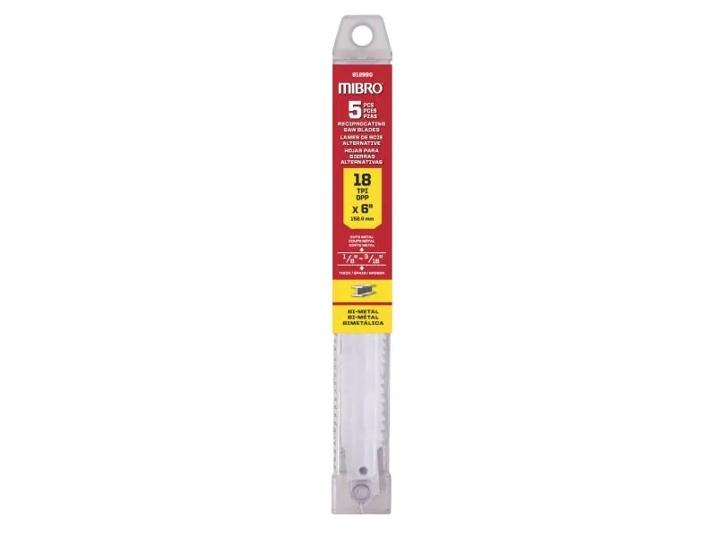 MIBRO (5-Pack) 6-inch Bi-Metal Reciprocating Saw Blade, T-Fittingth per Inch: 18, 812990