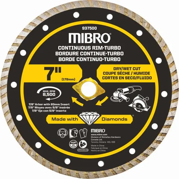 MIBRO 7-inch Continuous Rim Turbo Diamond Blade Metal, 937501