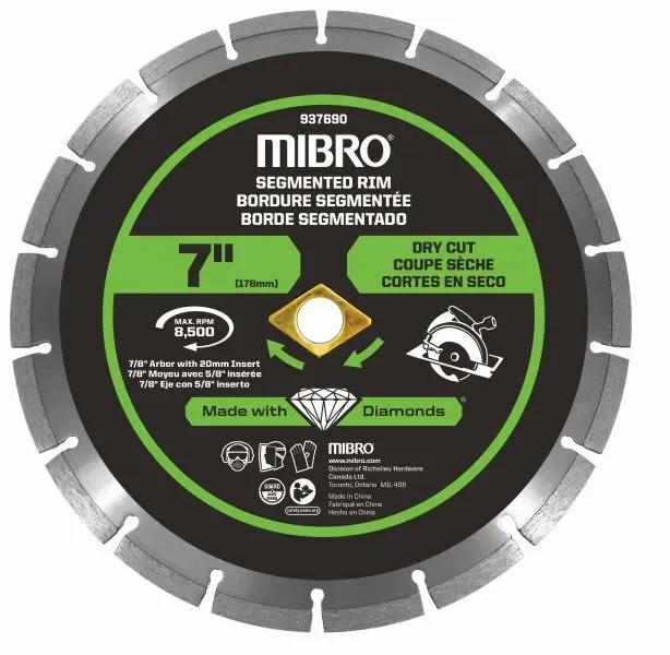 MIBRO Low-VOC 7-inch Segmented Rim Diamond Blade Concrete, 937691