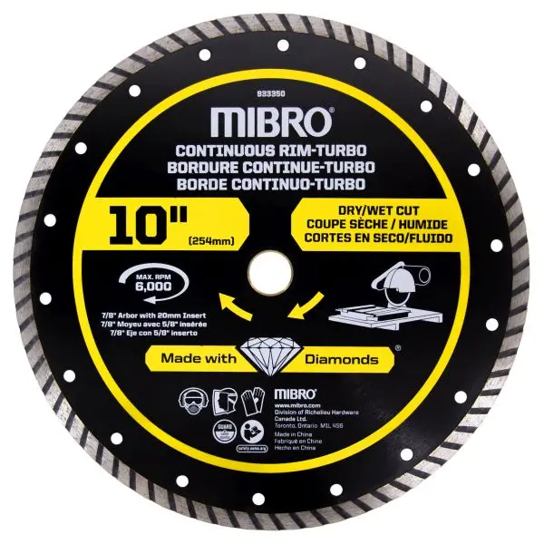 MIBRO Superior 10-inch Continuous Rim Turbo Diamond Blade Metal, 934161