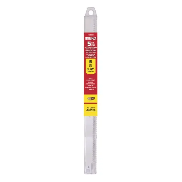 MIBRO Super-Strong (5-Pack) 12-inch Bi-Metal Reciprocating Jigsaw Blade, 812690