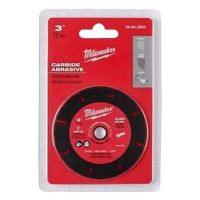 Milwaukee 3" Carbide Abrasive Cut OFF Blade Max 20K Rpm, 49-94-3005