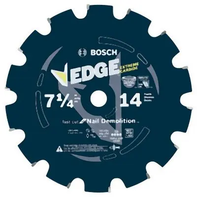 Bosch 7-1/4 Inches 14 Tooth Edge Circular Saw Blade Nail Demolition, 2610041291