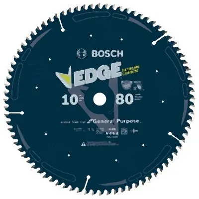 Bosch Adjustable 10 Inches 80 Tooth Edge Circular Power Saw Blade Extra-Fine Finish, 2610041301