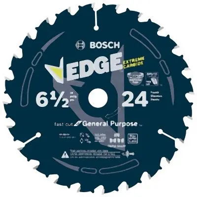 Bosch Grip 6-1/2 Inches 24 Tooth Edge Circular Saw Blade General Purpose, 2610040947