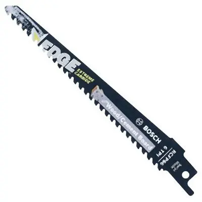 Bosch Heat-Resistant 6 Inches 6 TPI Carbide-Tooth Edge Reciprocating Saw Blade Wood/Cement Board, 2610044167