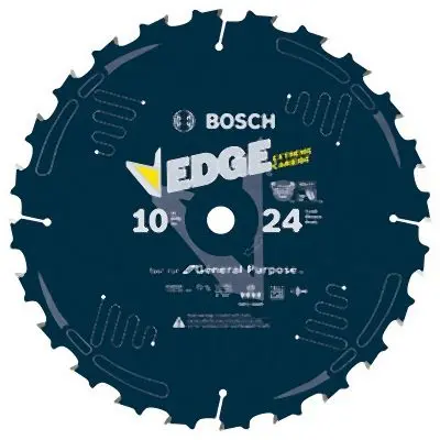 Bosch High-Visibility 10 Inches 24 Tooth Edge Circular Power Saw Blade Fast Cuts, 2610044095