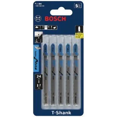 Bosch 5 pieces 3-5/8 Inches 17-24 TPI Basic Metal T-Shank Jig Hacksaw Blades, 2608668581