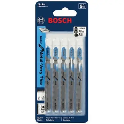 Bosch 5 pieces 3-5/8 Inches 36 TPI Basic Metal T-Shank Jig Circular Saw Blades, 2608668137