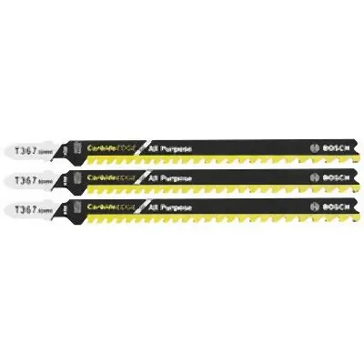 Bosch 3 pieces 5-1/4 Inches 5-7 TPI Carbide Edge All-Purpose T-Shank Jig Band Saw Blades, 2608667907