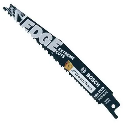 Bosch 25 pieces 6 Inches 6/12 TPI Edge Reciprocating Saw Blades Wood/Framing Nails (Bulk Pack), 2610044152