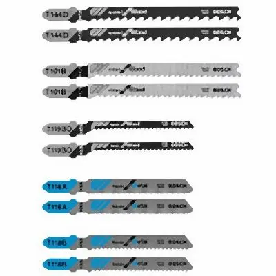 Bosch 10 pieces Wood and Metal Cutting T-Shank Jig Power Saw Blade Set, 2607010800