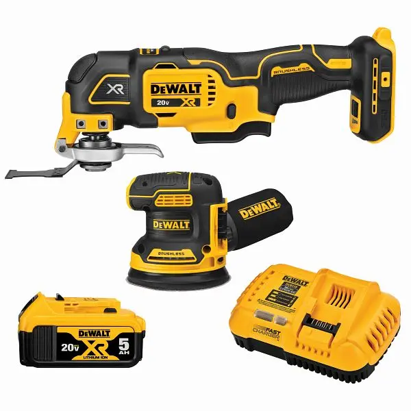 DeWalt 20V Max XR Brushless Cordless 2 Tool Woodworking Kit (Plate Sander and Multi Tool), DCK202P1
