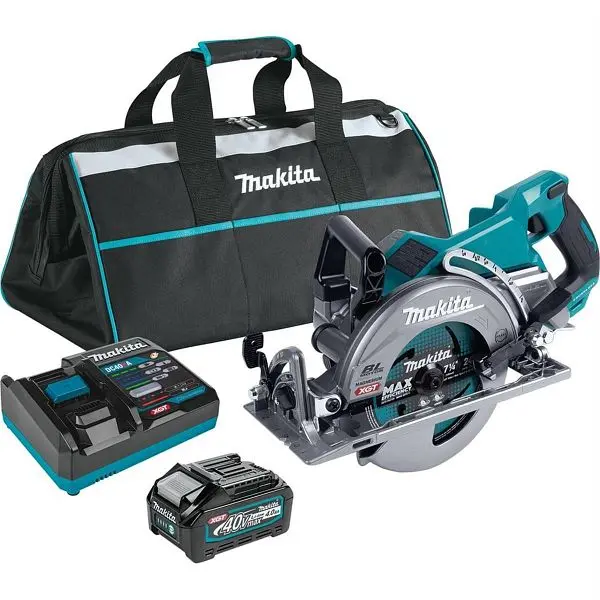 Makita 40V max XGT Brushless Cordless Rear Handle 7-1/4 Circular Hand Saw Kit, bag, one battery (4.0 Ah), GSR01M1