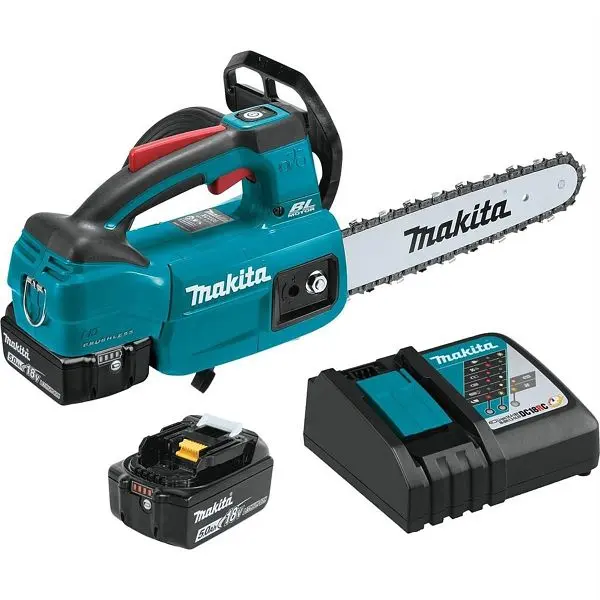 Makita Slim 18V LXT 5.0 Ah Brushless Cordless 10" Top Handle Chain Saw Kit, XCU06T